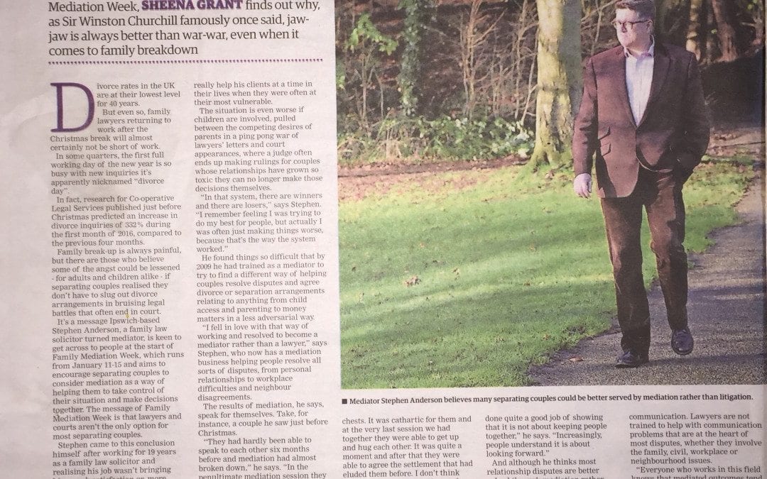 Stephen talks Family Mediation Week in the East Anglian Daily Times