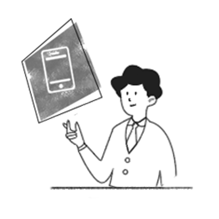 Illustration of a person with a mobile device