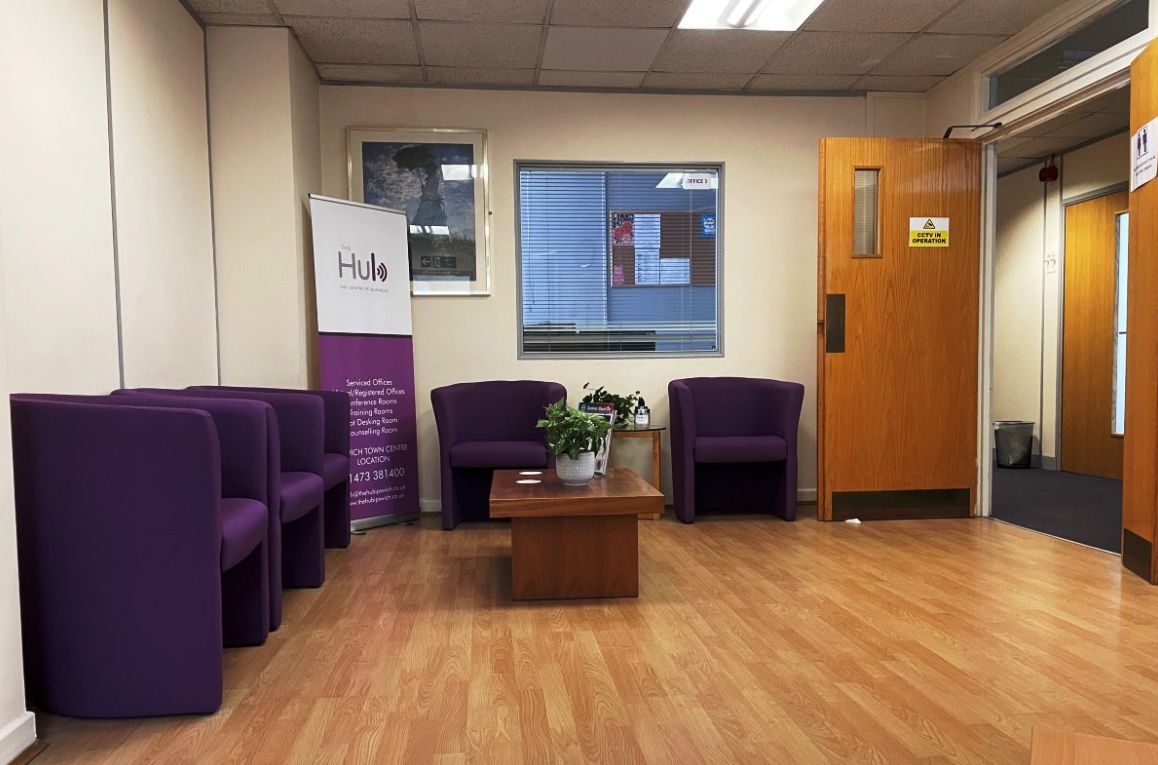 The first-floor waiting area at The Hub