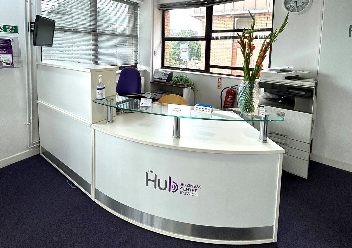 The reception desk at The Hub